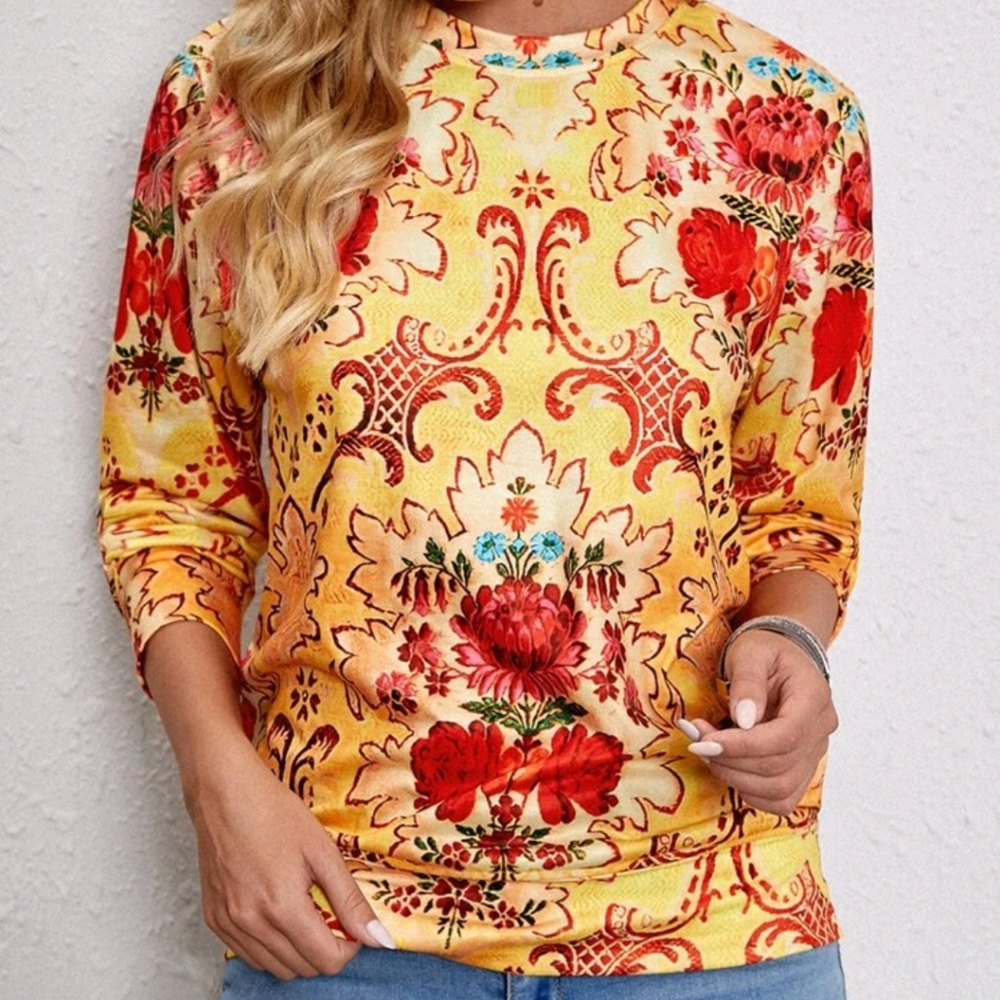 Floral Yellow Long Sleeve Tee
